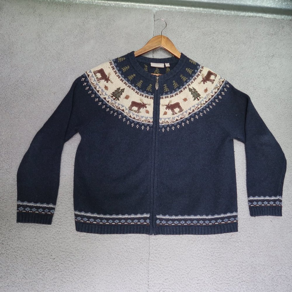 Croft and Barrow Moose Holiday VTG Sweat Shirt